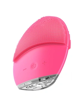 Sonic Facial Cleansing Brush - Red Ultra Hygienic Soft Silicone Waterproof Vibrating Deep Cleansing, Gentle Exfoliating