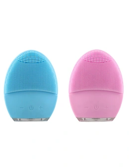 Sonic Facial Cleansing Brush Face Exfoliator Ultra Clean Soft Silicone Waterproof Wireless Charging Travel Size Massager for Skin- 2packs