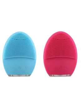 Sonic Facial Cleansing Brush Face Exfoliator Ultra Clean Soft Silicone Waterproof Wireless Charging Travel Size Massager for Skin- 2packs