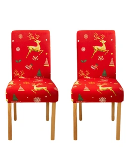 Christmas Dining Chair Covers - Red reindeer - 2 set