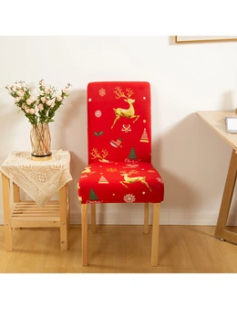 Christmas Dining Chair Covers - Red reindeer - 2 set