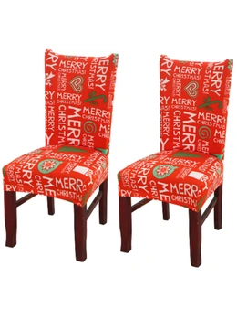 Christmas Dining Chair Covers - Happy Christmas - 2 set