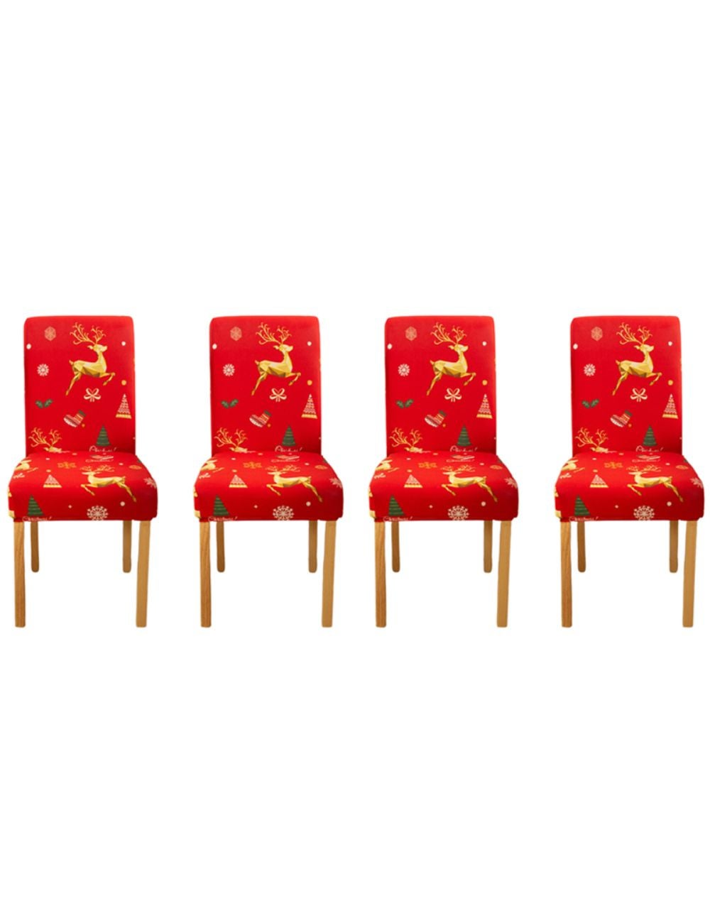 Christmas Dining Chair Covers Red reindeer 4 set W Lane