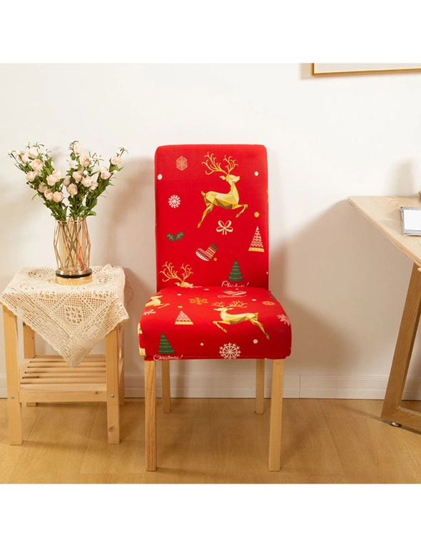 Christmas Dining Chair Covers - Red reindeer - 4 set, hi-res image number null