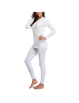 Ultra Soft Thermal Underwear Long Johns with Fleece lining - White