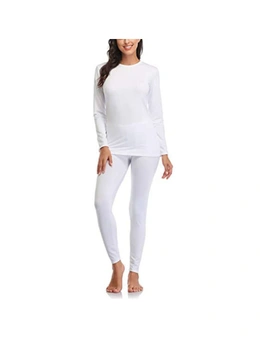 Ultra Soft Thermal Underwear Long Johns with Fleece lining - White
