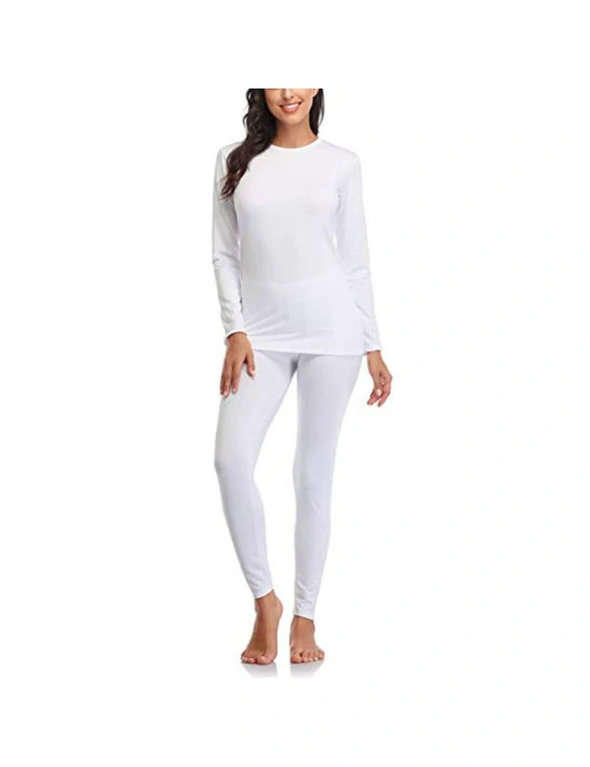 Ultra Soft Thermal Underwear Long Johns with Fleece lining - White, hi-res image number null