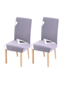 Set of 2 Stretch Dining Chair Slipcover - Geometric Grey