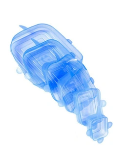 Silicone Stretchable Lids 6pcs - Blue Rectangle Shape