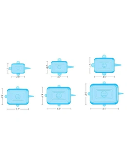 Silicone Stretchable Lids 6pcs - Blue Rectangle Shape