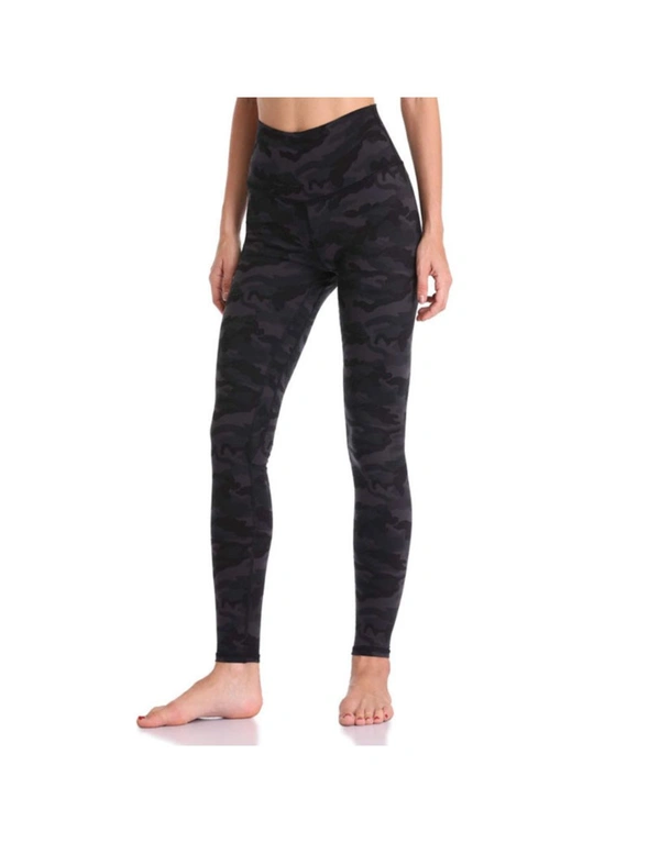 Slim Tummy Control High Waisted Pattern Leggings - Black Camouflage, hi-res image number null