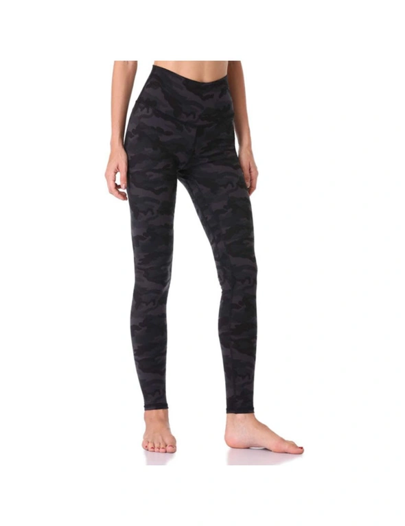 Slim Tummy Control High Waisted Pattern Leggings - Black Camouflage, hi-res image number null