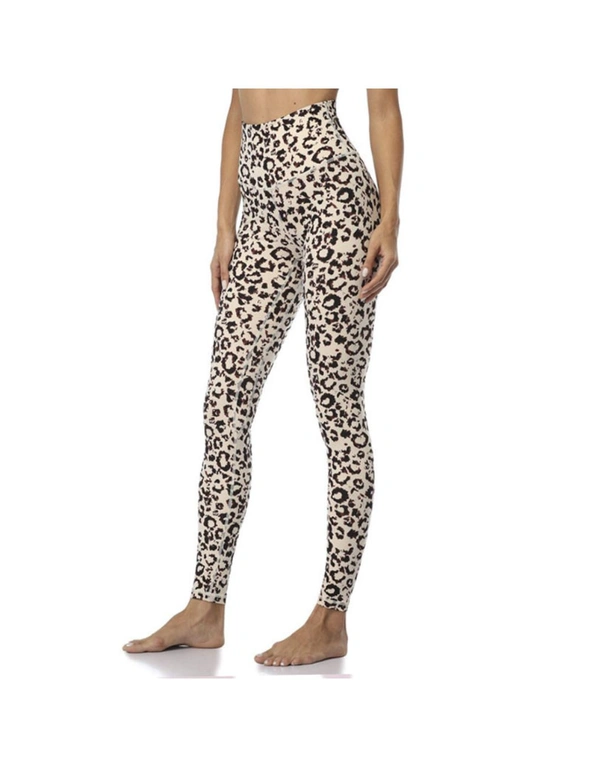 Slim Tummy Control High Waisted Pattern Leggings - White Leopard, hi-res image number null