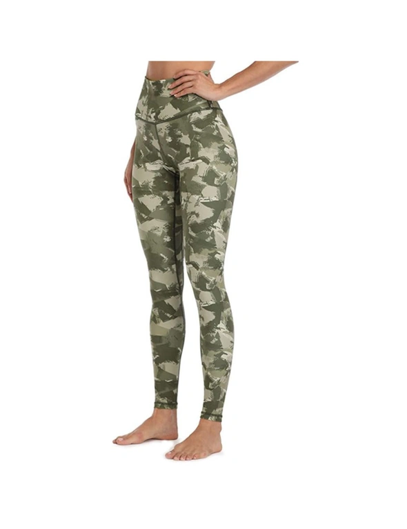 Slim Tummy Control High Waisted Pattern Leggings - Green, hi-res image number null