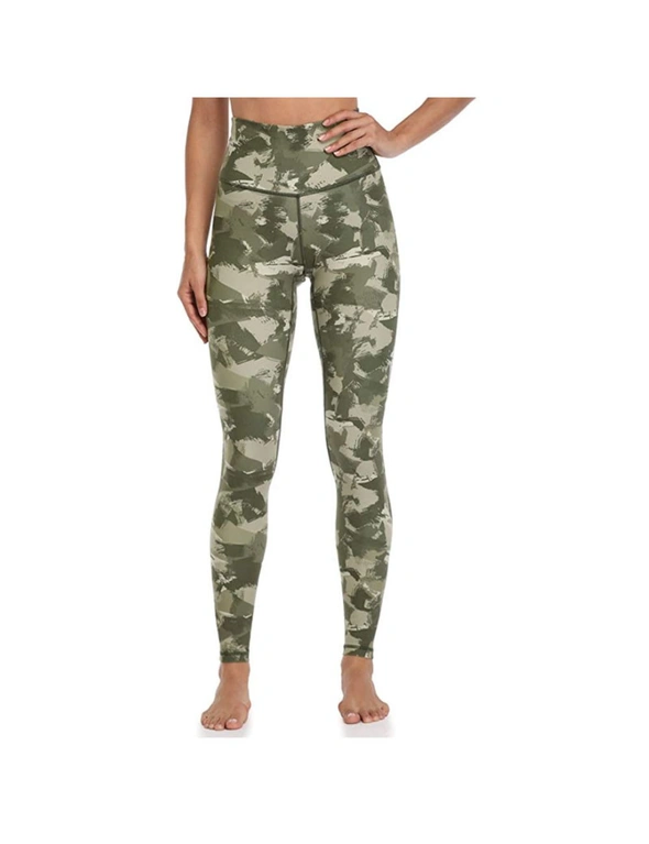 Slim Tummy Control High Waisted Pattern Leggings - Green, hi-res image number null