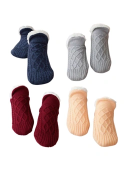 Sock Slippers – 4packs – Thick and Warm Soft Sock Slippers – Designed to be a cross between a Sock and a Slipper for added warmth and comfort