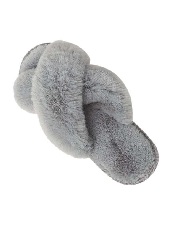 Cross Band Soft Plush Fleece Slippers, Open-toe design Cozy, Chic, Elegant, hi-res image number null
