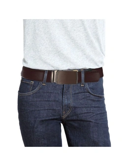 Men's Leather Dress Belt Jeans Belt with Click Buckle, Adjustable Trim to Fit