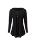 Long Sleeve Tunic Tops With Button Placket - Black - S, hi-res