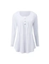 Long Sleeve Tunic Tops With Button Placket - White - S, hi-res
