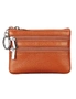 Ladies Coin Bag Genuine Leather With Three Zipper Pockets, hi-res