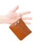Ladies Coin Bag Genuine Leather With Three Zipper Pockets, hi-res