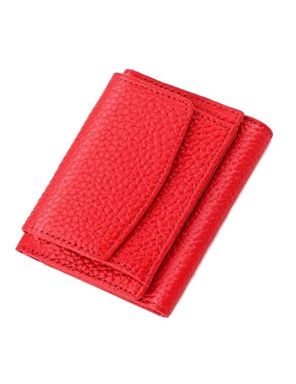 Ladies Genuine Leather RFID Wallet With Pocket Money - Red  Red, hi-res image number null
