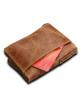 Mens RFID Wallet With Zipper And Credit Card Slots - Brown  Brown