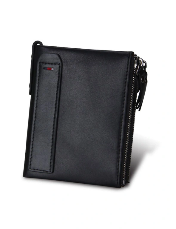 Mens RFID Wallet With Zipper And Credit Card Slots - Black  Black, hi-res image number null