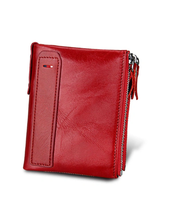 Mens RFID Wallet With Zipper And Credit Card Slots - Red  Red, hi-res image number null