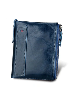 Mens RFID Wallet With Zipper And Credit Card Slots - Blue  Blue