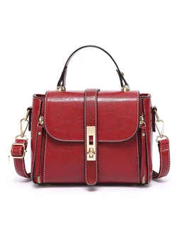 Single Shoulder Bag With Two  Phone Pockets - Wine Red  Wine Red