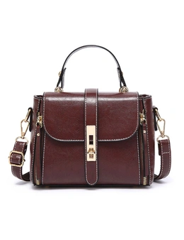 Single Shoulder Bag With Two  Phone Pockets - Dark Brown  Dark Brown