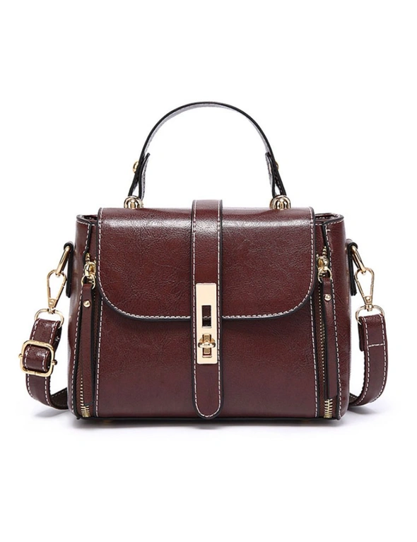 Single Shoulder Bag With Two  Phone Pockets - Dark Brown  Dark Brown, hi-res image number null