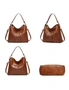 3pcs Bag Set - Shoulder Bag, Messenger Bag, Wallet Clutch - Brown, hi-res