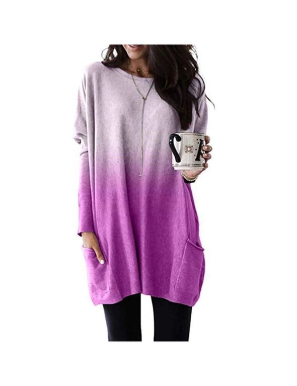Women's Gradient Longsleeve Sweatshirt - Purple-S, hi-res image number null