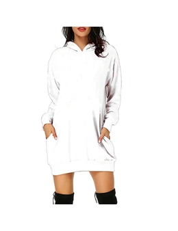 Women's Longsleeve Hoodies with Pockets - White-S