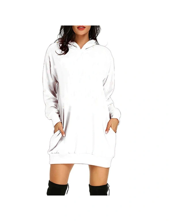 Women's Longsleeve Hoodies with Pockets - White-S, hi-res image number null