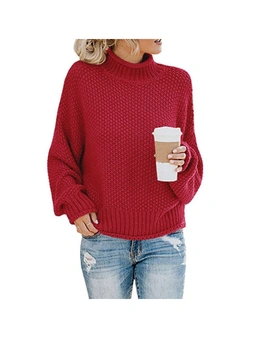 Women's Turtleneck Sweater - Wine Red