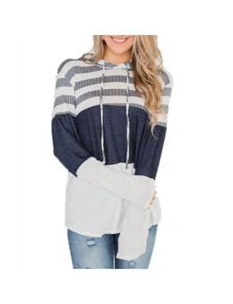 Women's Pullover Hoodie Long Sleeve Sweatshirts - White-S