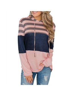 Women's Pullover Hoodie Long Sleeve Sweatshirts - Pink-S