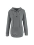 Hooded Button Collar Drawstring Hoodies Pullover Sweatshirts - Gray-S, hi-res