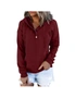 Hooded Button Collar Drawstring Hoodies Pullover Sweatshirts - Wine Red-S, hi-res
