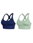 Seamless Racerback Sports Bra With Back Buckle - 2packs - 1x Navy & 1x Grass Green, hi-res
