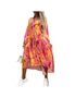 Womens Floral Printed V-Neck Midi Dress with Buttons, hi-res