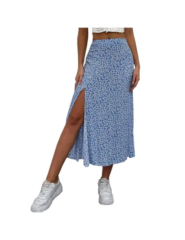 Printed Floral Skirt With Slit, hi-res image number null