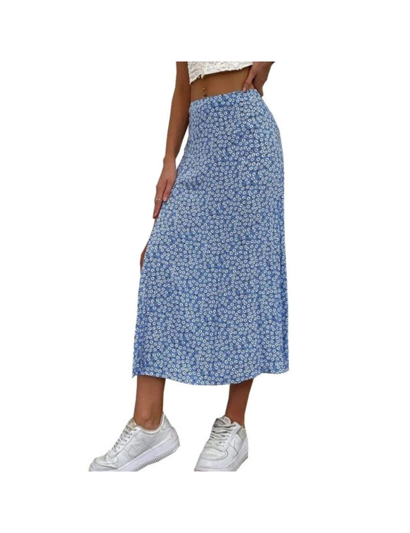 Printed Floral Skirt With Slit, hi-res image number null