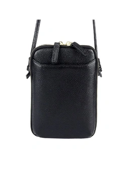 Genuine Leather Mini Crossbody Bag - Black