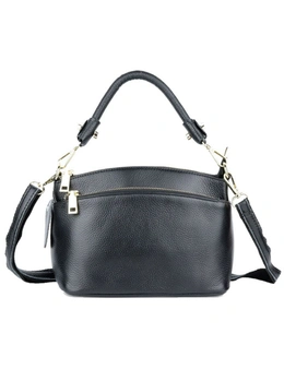 Genuine Leather Hangbag - Black