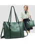 Soft Leather Tote Bag - Dark Green  Dark Green, hi-res